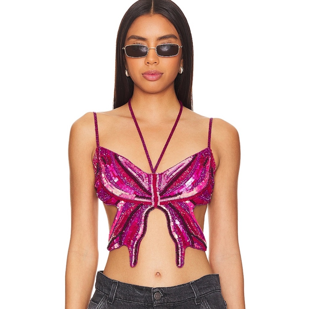 H:ours Carola embellished butterfly top